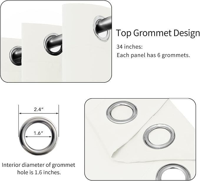 Easy-Going Blackout Curtains for Bedroom, Solid Thermal Insulated Grommet and Noise Reduction Window Drapes, Room Darkening Curtains for Living Room, 2 Panels (34x72 in, Ivory)-Ruum Studio Home