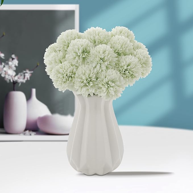 Kimura's Cabin 20Pcs Fake Chrysanthemums Artificial Silk Ball Flowers Faux mums Flower for Spring Wedding Festival Home Table Core DIY Decoration (Light Green)-Ruum Studio Home