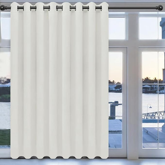 Easy-Going Blackout Door Curtains for Bedroom, Solid Thermal Insulated Grommet and Noise Reduction Window Drapes, Room Darkening Curtains for Living Room, 1 Panel (100x96 in, Ivory)-Ruum Studio Home