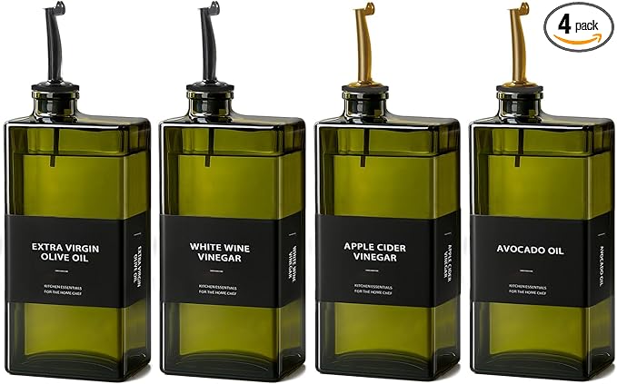 Olive Oil Dispenser Bottle for Kitchen - UV-Protected Oil Bottles 16.9oz, Oil and Vinegar Dispenser Set, Drip-Free Pourer, Elegant Kitchen Essential- 16.9oz, Set of 4-Ruum Studio Home