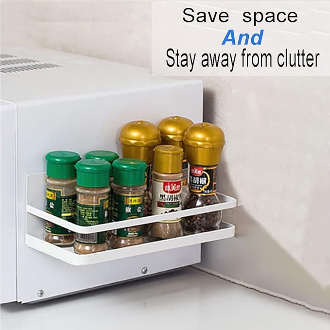 Magnetic Spice Rack Refrigerator Side Magnetic Spice Rack Kitchen Magnetic Shelf Magnetic Fridge Shelf Perfect Space Saver for Kitchen/Apartment 2 Pack (White)-Ruum Studio Home