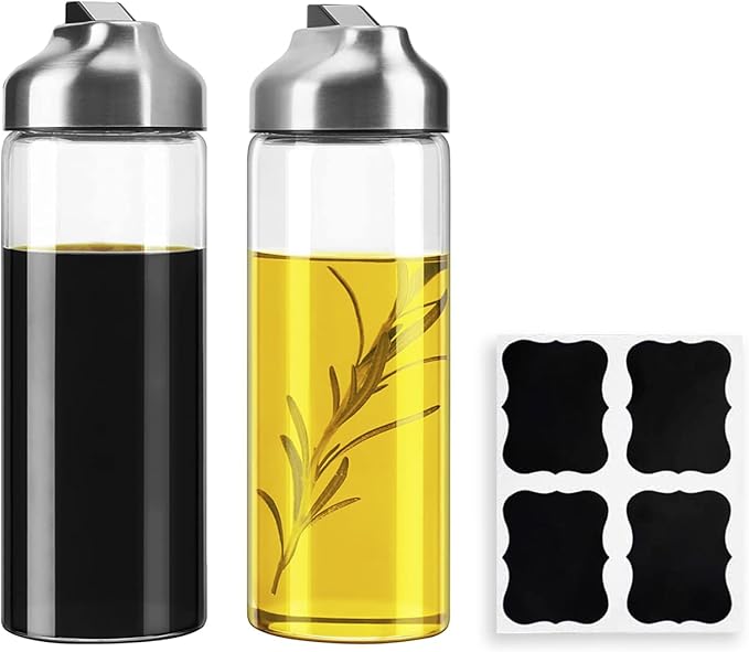 Aelga Olive Oil Dispenser - 14 OZ Glass Oil and Vinegar Dispenser Bottles Set for Kitchen No Drip-Set of 2-Ruum Studio Home