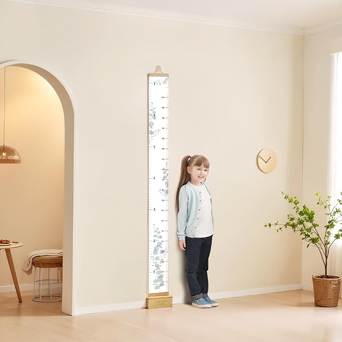 Growth Chart for Wall 7 Ft Height Chart with Keepsake Box & Hook Waterproof Canvas Measure Wall Ruler Removable Neutral Nursery Wall Decor for Baby Kids Toddlers-Ruum Studio Home