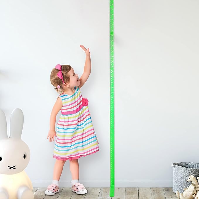 Height Measurement for Wall, Children Height Ruler, 3D Removable Growth Chart, Splicing Sliding Measuring Ruler for Kids and Nursery 79 inch (Green)-Ruum Studio Home