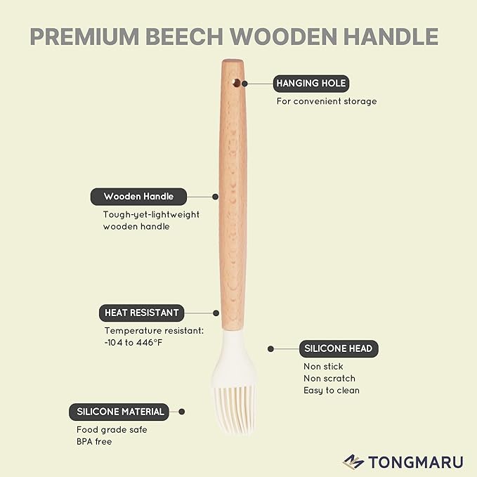 Silicone Cooking Utensils Set, Premium Beech Wood Handle Kitchen Gadgets Utensil Set, Non-Stick Kitchen Utensils Spatula, Tongs, Turner, Whisk, Brush, Spoon, BPA FREE, 446°F Resistant (White)-Ruum Studio Home