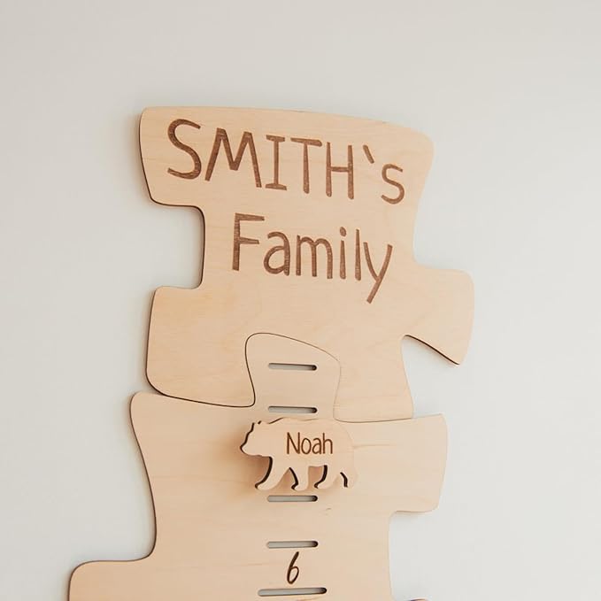 Personalized Wooden Growth Chart for Kids – Height Ruler Wall Decor for Nursery, Toddler, Baby & Family – Custom Name Growth Chart – Wooden Kids Height Measurement Ruler (Plywood)-Ruum Studio Home