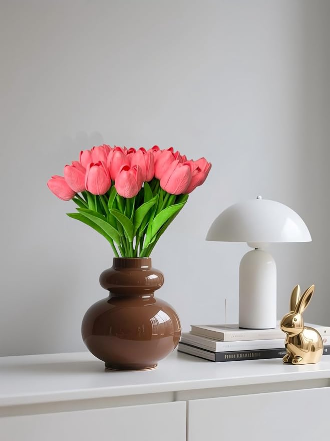 15 Pcs Artificial Tulip PU Fake Flower Realistic Touch Spring Summer Fake Flowers for Home Decor Outdoor Garden Parties and Wedding-Ruum Studio Home