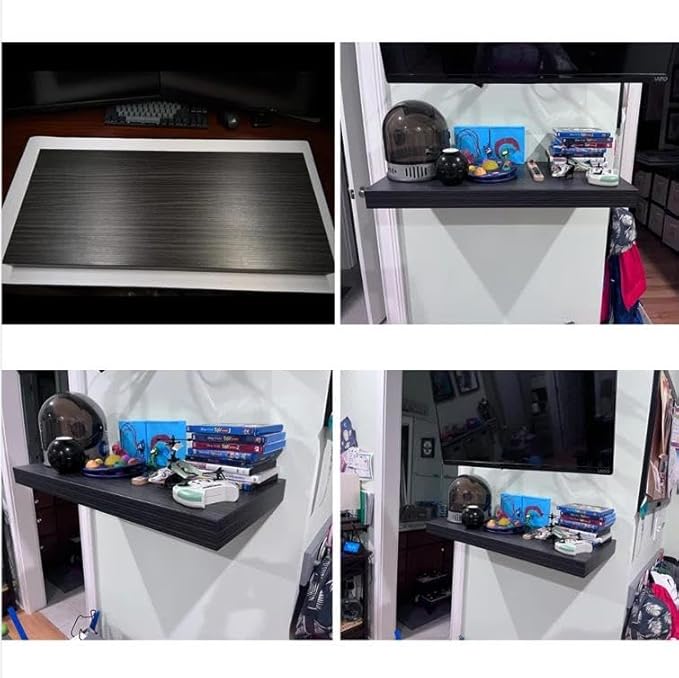 Floating Shelf, Set of 2 Wall Shelf, 36 in W x 12.75 in D x 2 in H Wooden Floating Wall Shelf with Invisible Brackets for Living Room/Bedroom/Bathroom/Kitchen Storage and Decor, Black Wood-Ruum Studio Home