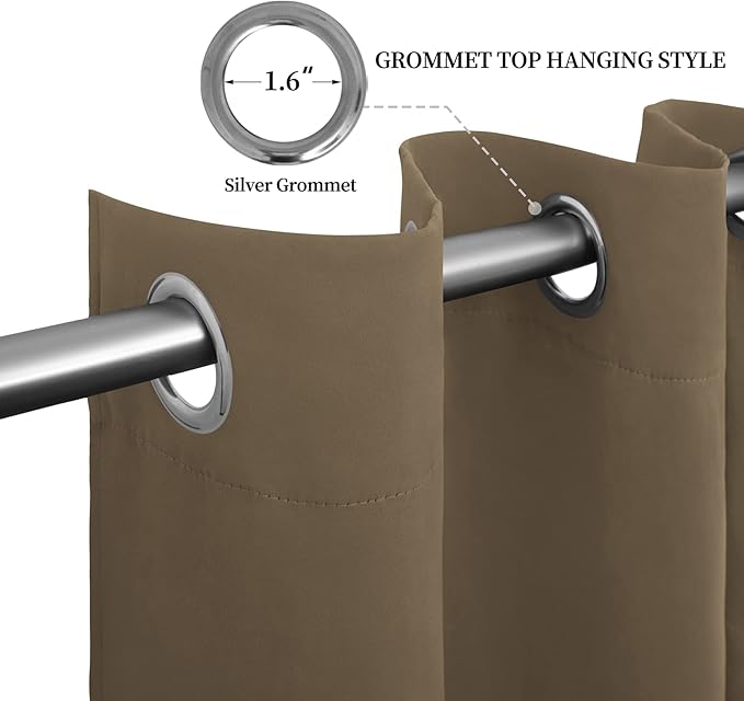 Easy-Going Blackout Curtains for Bedroom, Solid Thermal Insulated Grommet and Noise Reduction Window Drapes, Room Darkening Curtains for Living Room, 2 Panels (52x96 in,Natural)-Ruum Studio Home