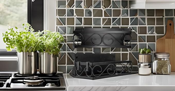 LEONARDLEE Magnetic spice Rack, Stronger Magnet with Wall Mount Option. 4 Removable Hooks, Perfect Space Saver for Kitchen- for Holding Spices, Jars, Bottle, cans (Pack of 2)-Ruum Studio Home