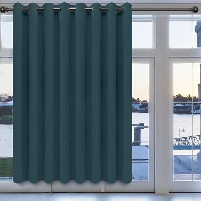 Easy-Going Blackout Door Curtains for Bedroom, Solid Thermal Insulated Grommet and Noise Reduction Window Drapes, Room Darkening Curtains for Living Room, 1 Panel (100x84 in, Bluestone)-Ruum Studio Home