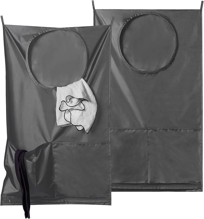 Saves Space Door-Hanging Laundry Bag,Door Hanging Laundry Hamper with 2 Different Types of Hooks, Polyester Fabric Hanging Laundry Basket for Clothes Size 22"X37" -2 Pack Gray-Ruum Studio Home