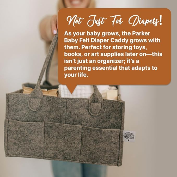 Parker Baby Co. Diaper Caddy - Nursery Storage Bin and Car Organizer for Diapers and Baby Wipes - Charcoal, Large-Ruum Studio Home