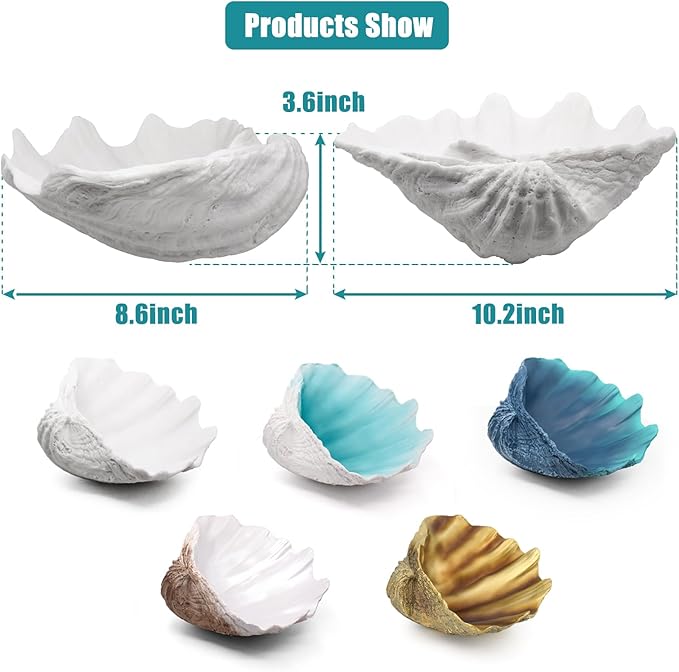 Large Clam Shells Decorative Bowl-Bronze/Golden Sea Shells Decorative Storage Bowls for Coastal Beach theme house table centerpiece decorations & Nautical decorations for coffee table -10.2"-1PC-Ruum Studio Home