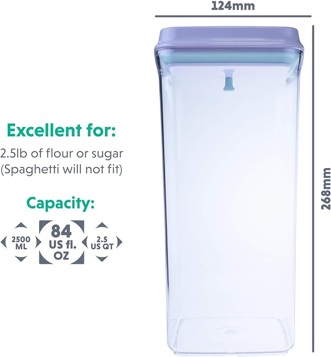 BopTop (1pc - 2500ml) Airtight Food Storage Container – Mechanical Silicone Seal Canister - BPA-Free - 2.5Qt-Ruum Studio Home
