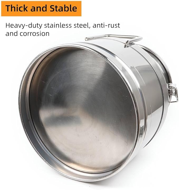Stainless Steel Milk Can, 20 L/5.25 Gallon Heavy Duty Airtight Storage Canister Milk Bucket with Lid, Embedded Silicone Milk Jug Wine Pail Water Cereals Bucket with Three Latches and Two Handles