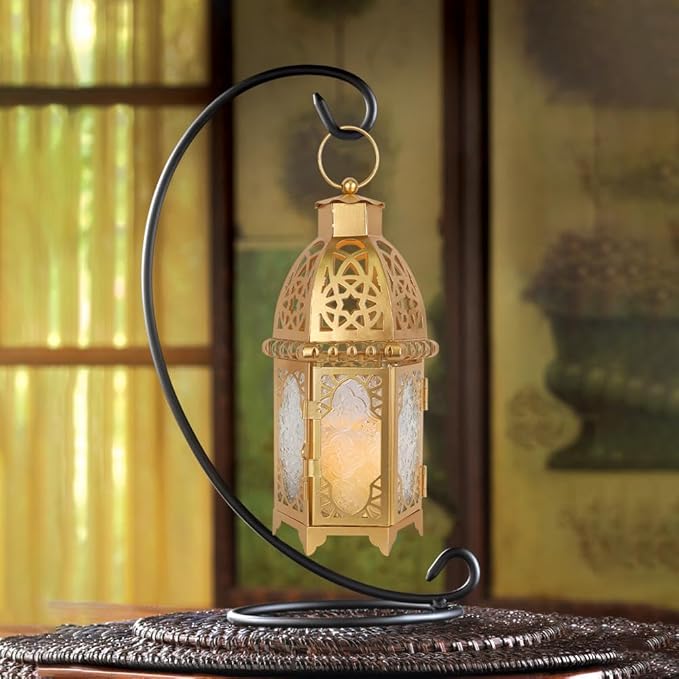 NEEDOMO 12.8'' Moroccan Lanterns Decorative Indoor & Outdoor, Vintage Christmas Candle Holder, Metal Lanterns Decorative, Table, Patio, Porch, Shelf, Christmas Spring Ramadan Eid Home Decor (Golden)-Ruum Studio Home