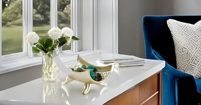 Creative Scents Schonwerk Diamond Lattice Decorative Bowl Table Centerpiece - Home Decor for Living Room, Centerpieces Table Decorations for Dining Room and Coffee Table-Ruum Studio Home