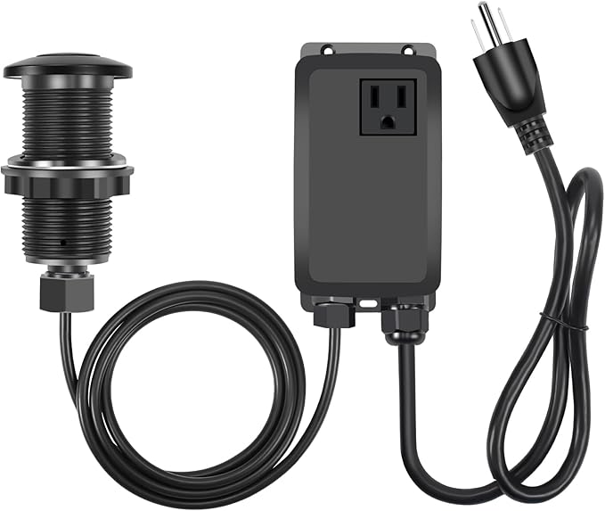 Garbage Disposal Air Switch Kit, Garbage Disposal Button, Sink Top Waste Disposer On/Off Switch, Matte Black (Stainless Steel Cover), UL Listed Air Switch Compatible with All Garbage Disposals-Ruum Studio Home