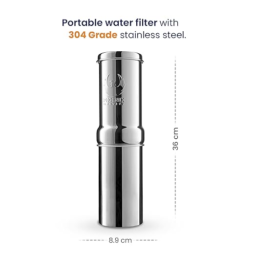 0.26 Gallon 304 Grade Stainless Steel Gravity Water Filter with 1 NSF Certified Smart Carbon Filter, Enjoy Potable Water While Camping, RVing, Off-Grid, Emergencies, Every Day at Home-Ruum Studio Home