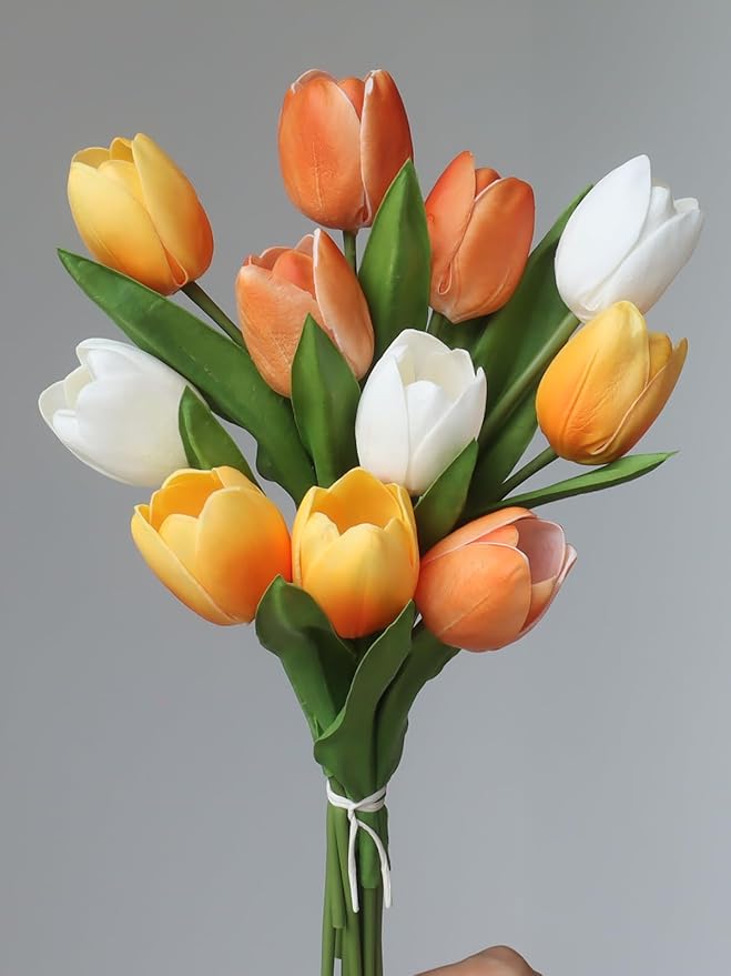 Buart Autumng-Colors Tulip Flowers Artificial Luxury Big Tulip Valentine's Day Mother's Day Easter Home Kitchen Wedding Decorations(11pcs)-Ruum Studio Home