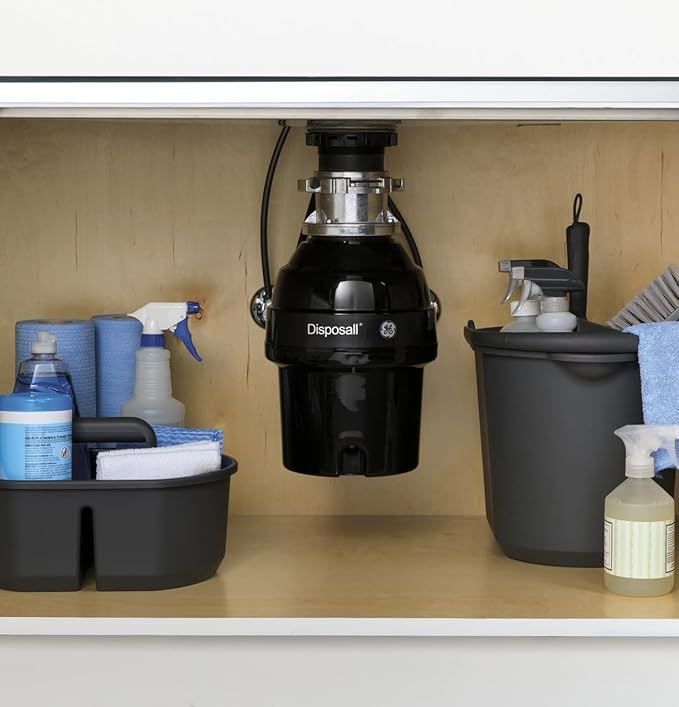 GE Disposall Batch Feed 3/4 Horsepower Motor Garbage Disposer, Good for Grinding: Vegetable Peels & Small Bones, Easy Install Kit, Non-Corded, Recommended for 2-4 Person Homes, GFB760N-Ruum Studio Home