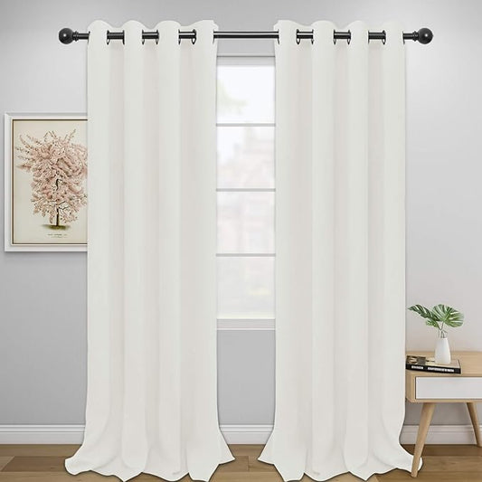 Easy-Going Blackout Curtains for Bedroom, Solid Thermal Insulated Grommet and Noise Reduction Window Drapes, Room Darkening Curtains for Living Room, 2 Panels (52x108 in,Ivory)-Ruum Studio Home