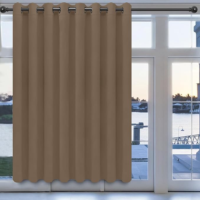 Easy-Going Blackout Door Curtains for Bedroom, Solid Thermal Insulated Grommet and Noise Reduction Window Drapes, Room Darkening Curtains for Living Room, 1 Panel (100x84 in, Camel)-Ruum Studio Home