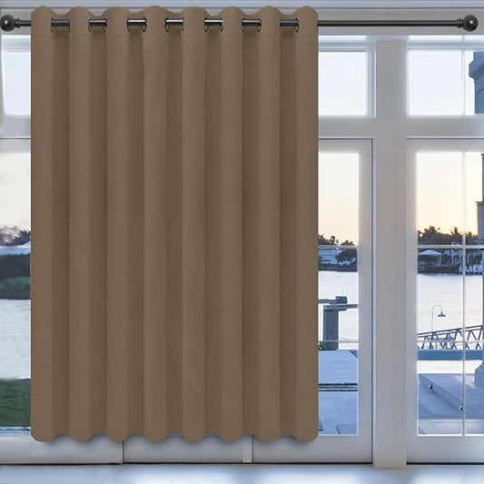 Easy-Going Blackout Door Curtains for Bedroom, Solid Thermal Insulated Grommet and Noise Reduction Window Drapes, Room Darkening Curtains for Living Room, 1 Panel (100x84 in, Camel)-Ruum Studio Home