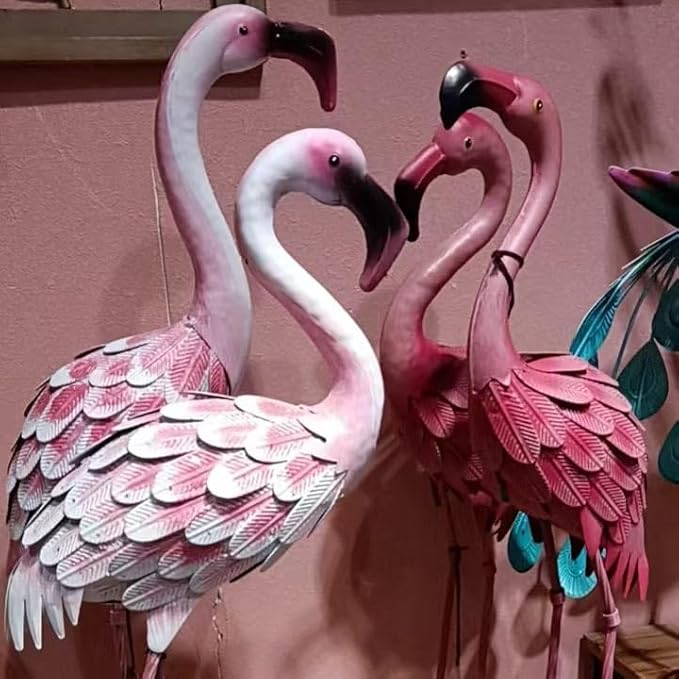 YOUKI Metal Yard Art Flamingo Decor Pink Flamingos for Yard Garden Statues Red Flamingo Yard Art Outdoor Sculptures for Outside Home Patio Lawn Ornaments Backyard Decor, Set of 2-Ruum Studio Home