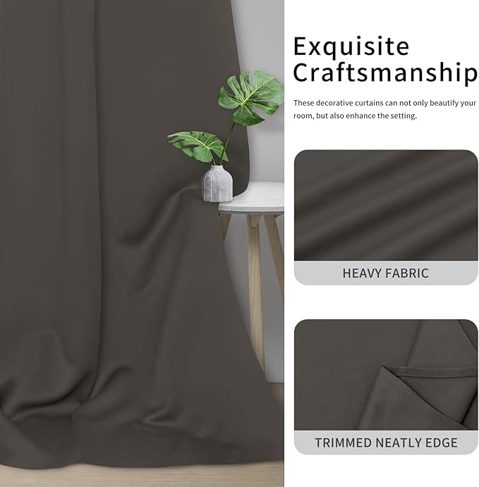 Easy-Going Blackout Curtains for Bedroom, Solid Thermal Insulated Grommet and Noise Reduction Window Drapes, Room Darkening Curtains for Living Room, 2 Panels (42x95 in, Taupe)-Ruum Studio Home