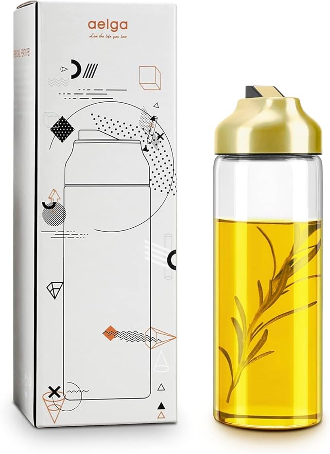 Aelga Gold Oil Dispenser - Gold Kitchen Accessories-Oil Dispenser Bottle for Kitchen with Stainless Steel Spout-Ruum Studio Home