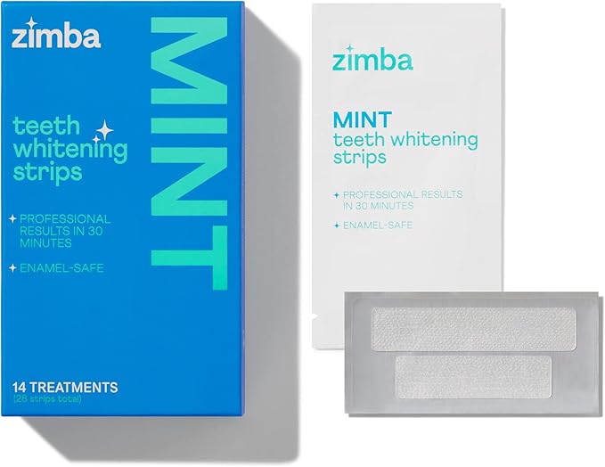 Zimba Coconut Flavored Teeth Whitening Strips | Vegan, Enamel Safe Hydrogen Peroxide Teeth Whitener for Coffee, Wine, Tobacco, and Other Stains | 14 Day Treatment | Coconut-Ruum Studio Home