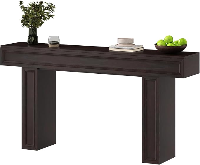 Rresyet 63 Inch Long Console Table, Sofa Table Behind Sofa, Wooden Entryway Table, Farmhouse Entryway Table for Entry, Hallway, Living Room (Cherry)-Ruum Studio Home