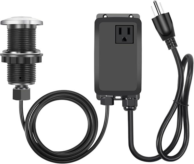 Garbage Disposal Air Switch Kit, Garbage Disposal Button, Sink Top Waste Disposer On/Off Switch, UL Listed Air Switch Compatible with All Garbage Disposals (Brushed Stainless Steel)-Ruum Studio Home