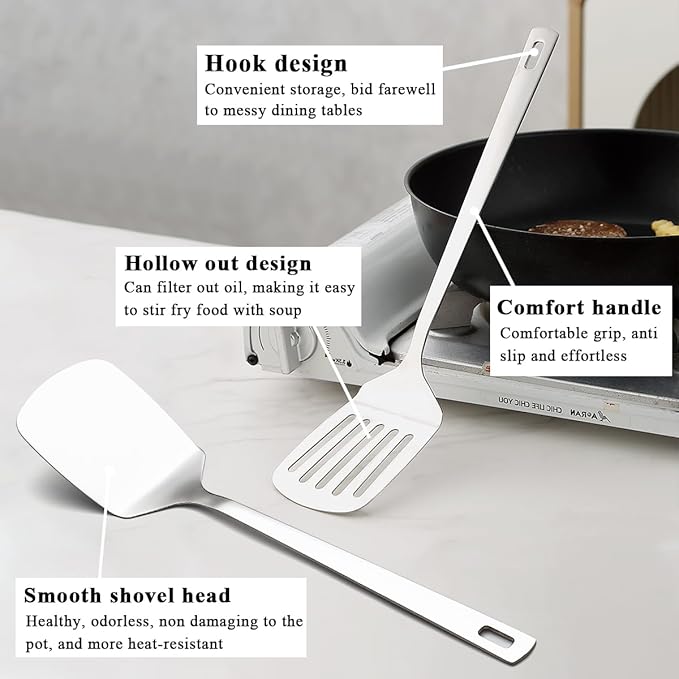 Evanda Kitchen Utensils Set 6pcs, Stainless Steel Cooking Utensils Set, Heavy Duty Kitchen Tools Spatulas Set, Home Essentials Kitchen Gadgets Accessories-Ruum Studio Home