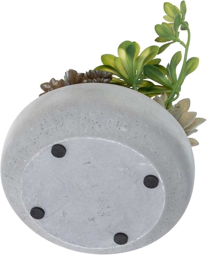 MyGift Assorted Indoor Fake Plants Artificial Succulent Arrangement in Round Gray Cement Planter Pot-Ruum Studio Home