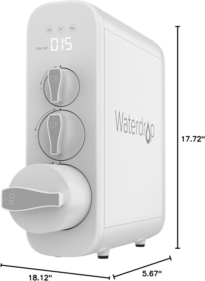 Waterdrop G3P600 Reverse Osmosis System, 8 Stage Tankless Reverse Osmosis Water Filter, NSF/ANSI 42 & 58 & 372 Certified, Under Sink RO System, 2:1 Pure to Drain, Smart LED Faucet-Ruum Studio Home