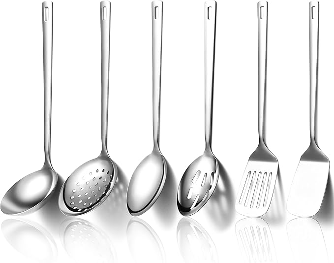 Evanda Kitchen Utensils Set 6pcs, Stainless Steel Cooking Utensils Set, Heavy Duty Kitchen Tools Spatulas Set, Home Essentials Kitchen Gadgets Accessories-Ruum Studio Home