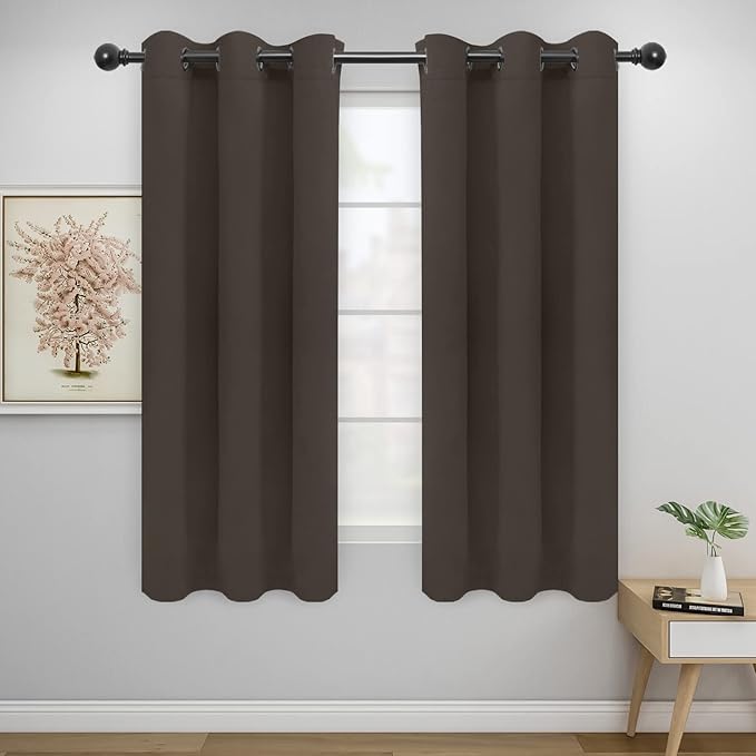 Easy-Going Blackout Curtains for Bedroom, Solid Thermal Insulated Grommet and Noise Reduction Window Drapes, Room Darkening Curtains for Living Room, 2 Panels(46x63 in, Taupe)-Ruum Studio Home