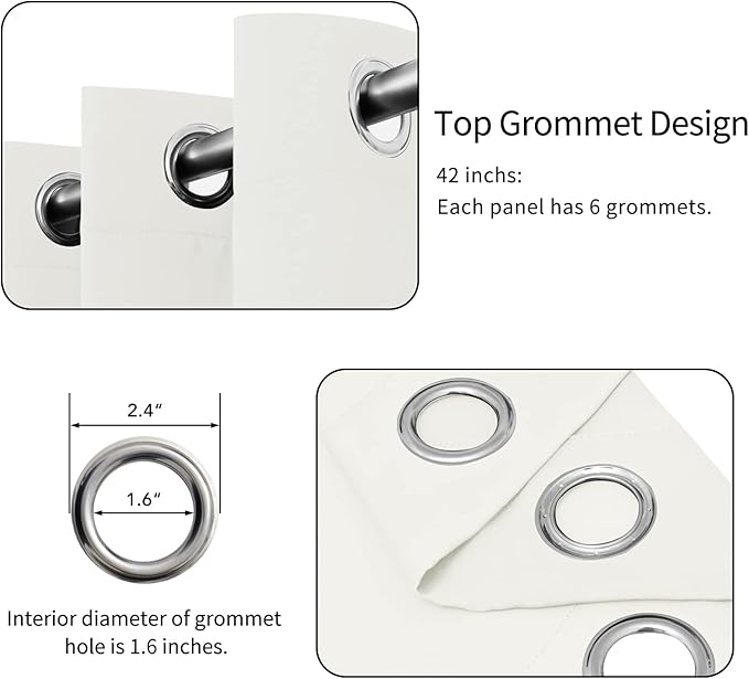 Easy-Going Blackout Curtains for Bedroom, Solid Thermal Insulated Grommet and Noise Reduction Window Drapes, Room Darkening Curtains for Living Room, 2 Panels(42x72 in, Ivory)-Ruum Studio Home