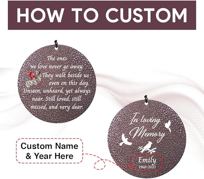 Personalized Wind Chime Memorial, Cardinal Memorial Gift, Sympathy Chimes, Wind Chimes for Loss of Loved One, in Memory of a Late Friend, Bereavement/Sympathy for Remembrance-Ruum Studio Home