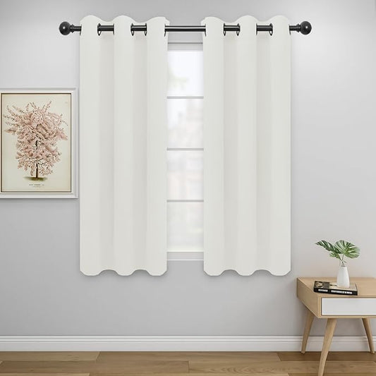 Easy-Going Blackout Curtains for Bedroom, Solid Thermal Insulated Grommet and Noise Reduction Window Drapes, Room Darkening Curtains for Living Room, 2 Panels (34x54 in, Ivory)-Ruum Studio Home