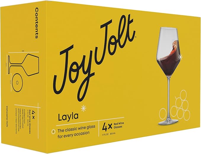 JoyJolt Layla Italian Red Wine Glasses, Set of 4, 17 oz Clear – Made in Europe-Ruum Studio Home