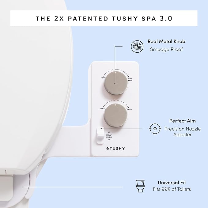 TUSHY Self-Cleaning Cool to Warm Water Bidet Attachment. Easy Universal DIY Install, No Plumber Required (Sink Connection Needed for Water Temperature Control), Bronze Knob-Ruum Studio Home