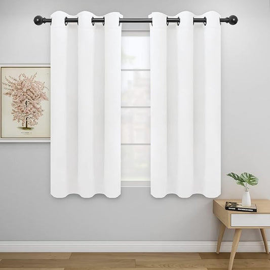 Easy-Going Blackout Curtains for Bedroom, Solid Thermal Insulated Grommet and Noise Reduction Window Drapes, Room Darkening Curtains for Living Room, 2 Panels (42x54 in, White)-Ruum Studio Home