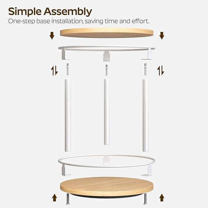 Lazy Susan Organizer, Rotating Spice Rack, 2 Tier Spice Turntable Organizer, Industrial Turntable Spice Holder, for Kitchen Countertop, Compact and Versatile, White and Natural SR22WN-Ruum Studio Home