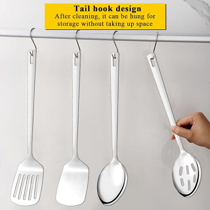 Homquen Stainless Steel Kitchen Utensils Set 4pcs, Cooking Utensils Set, Kitchen Tools Spatulas Set, Cooking Spoons, Home Essentials Kitchen Gadgets Accessories-Ruum Studio Home