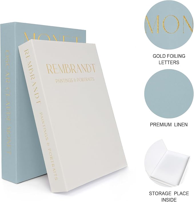 Linen Decorative Books for Home Decor,Set of 2 Aesthetic Faux Decor Book for Decoration,Fake Books for Bookshelf,Keepsake Storage Box (Blue & Beige)-Ruum Studio Home