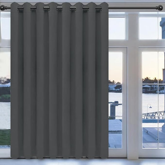 Easy-Going Blackout Door Curtains for Bedroom, Solid Thermal Insulated Grommet and Noise Reduction Window Drapes, Room Darkening Curtains for Living Room, 1 Panel (100x96 in, Gray)-Ruum Studio Home